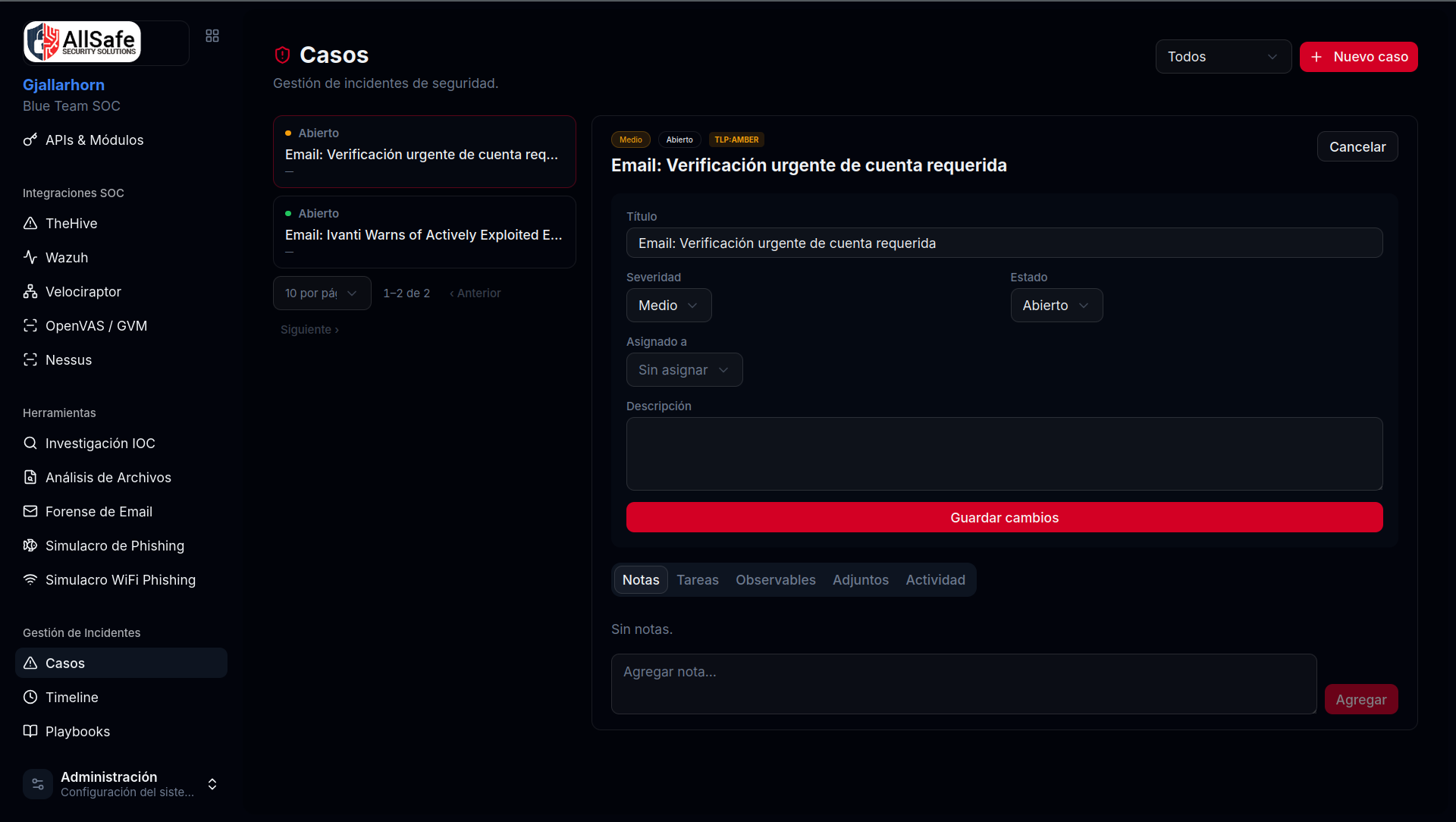 Gjallarhorn Gestión de Casos