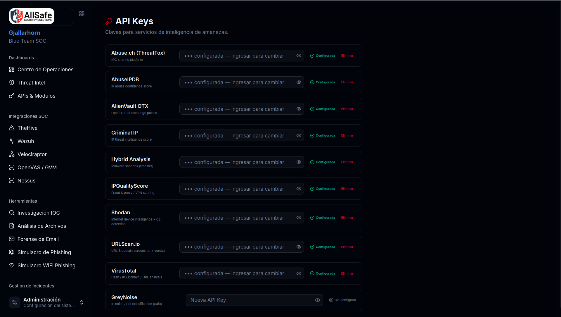 Gjallarhorn Configuración e Integraciones SOC