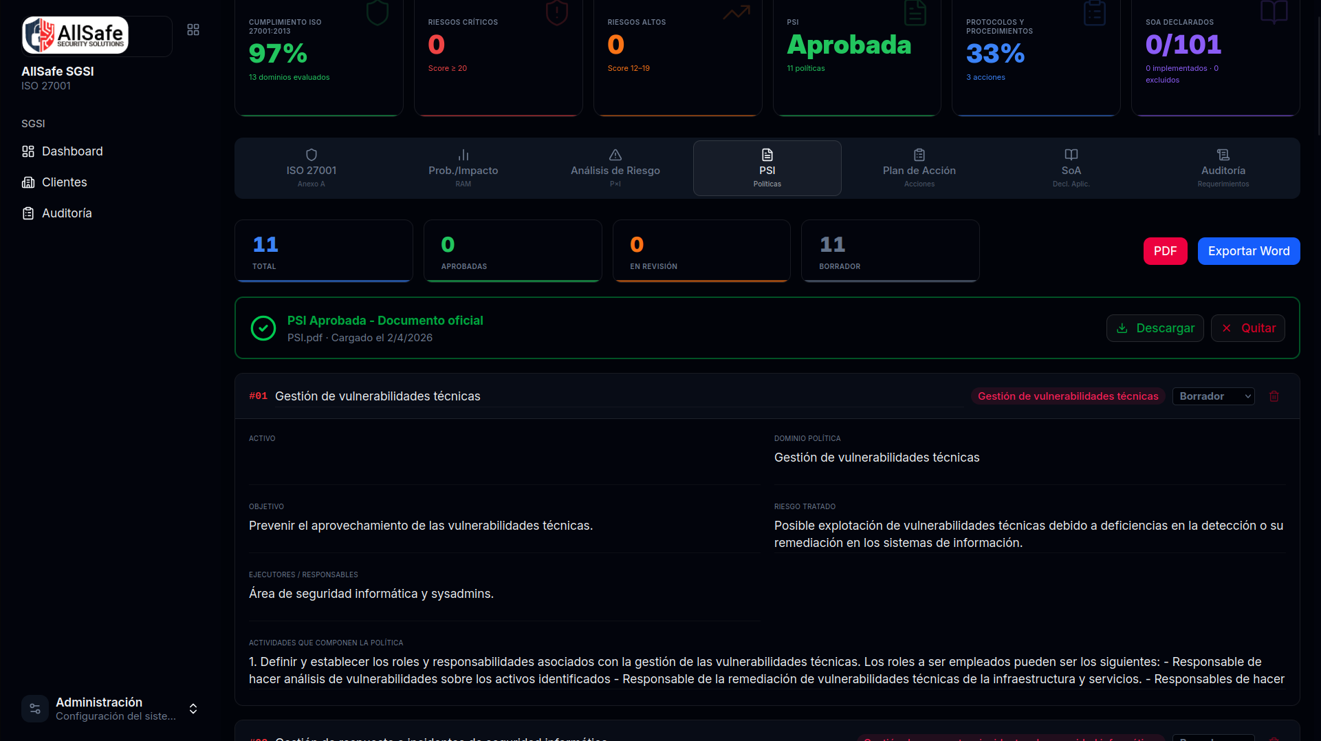 SGSI PSI - Políticas de Seguridad