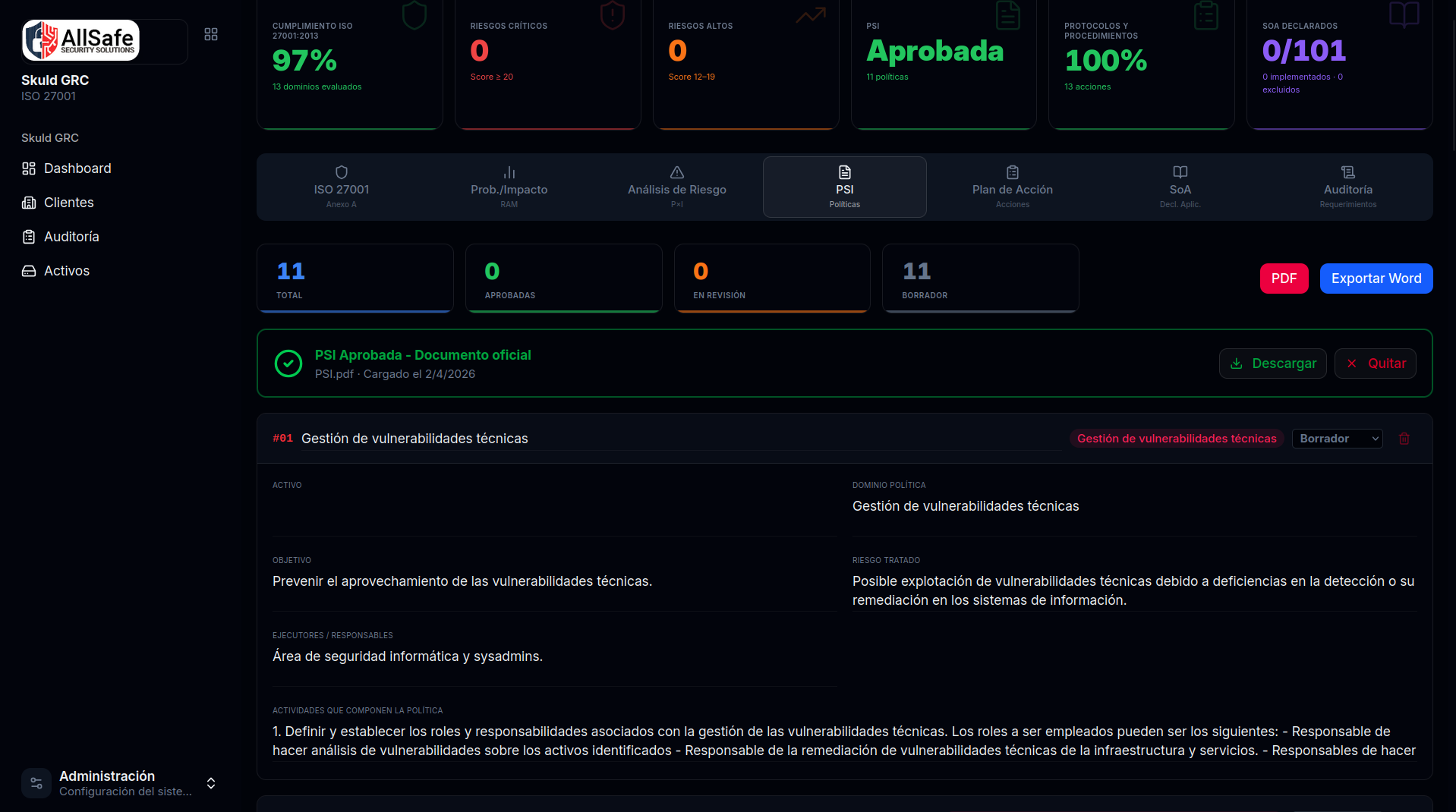 Skuld GRC PSI - Políticas de Seguridad